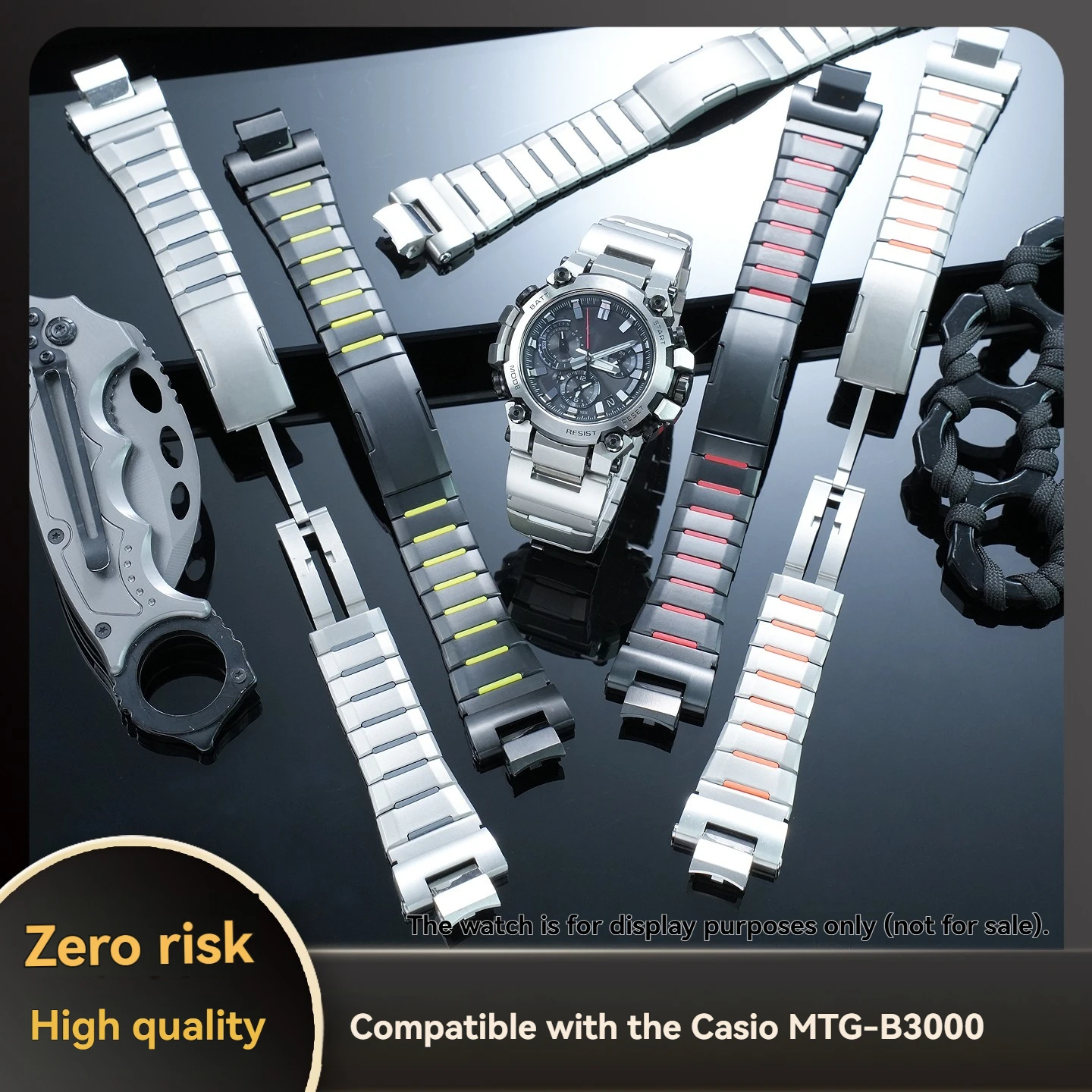 Фото Подходит для Casio G-SHOCK MTG-B3000, быстросъемный стальной ремень, аксессуары для ремешков для часов из нержавеющей стали, мужские аксессуары. №3