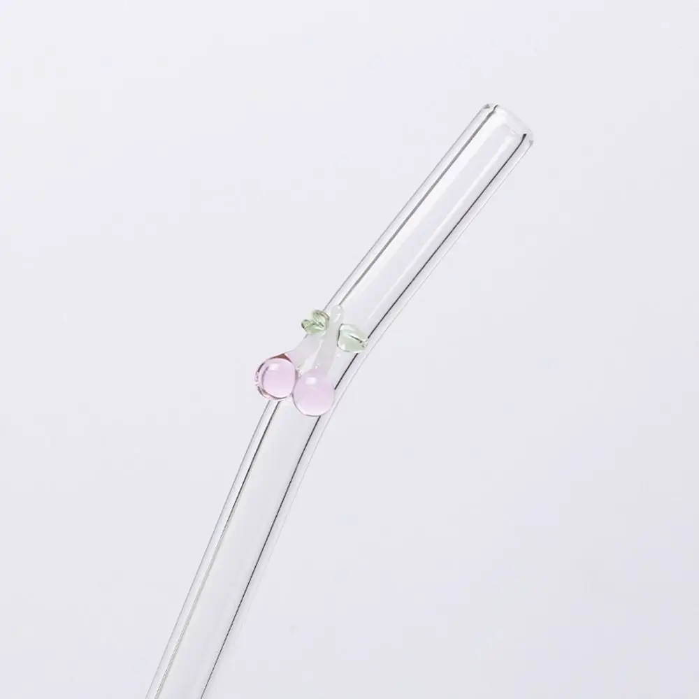 4 шт. цветные многоразовые прозрачные соломинки в виде вишни стеклянные кофейные