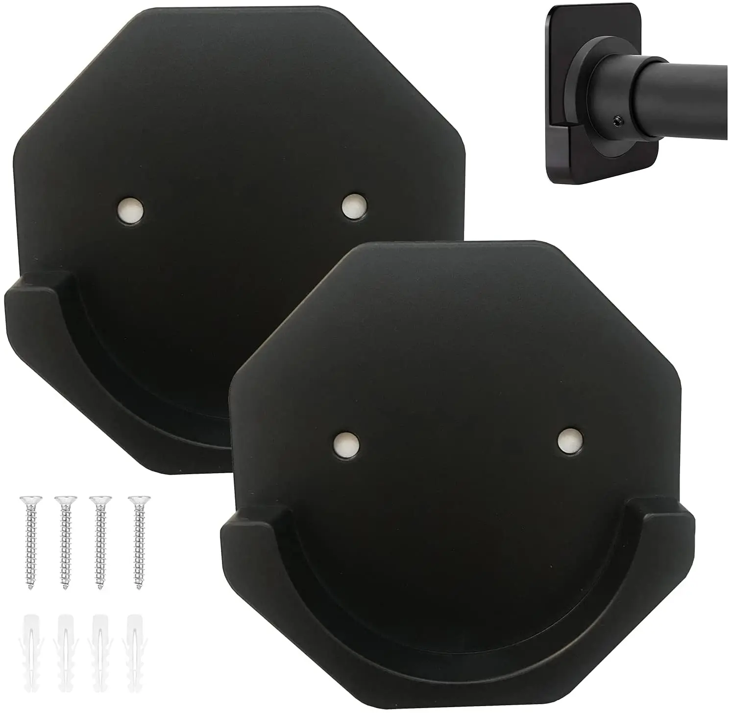 

2PCS Shower Curtain Rod Holder Adhesive Shower Rod Wall Mount Holder No Drilling Easy to Install and Persistent Viscous