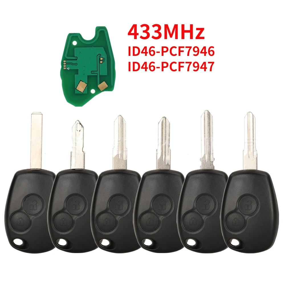 

2Buttons Remote Key for Renault Duster Modus Clio 3 Twingo DACIA Logan Sandero Kangoo 433MHz PCF7946 PCF7947 Pcf7952E Chip