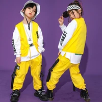 kids boy girl sets streetwear hip hop casual vest pant children tracksuit teens costumes stage fashion show dance clothing