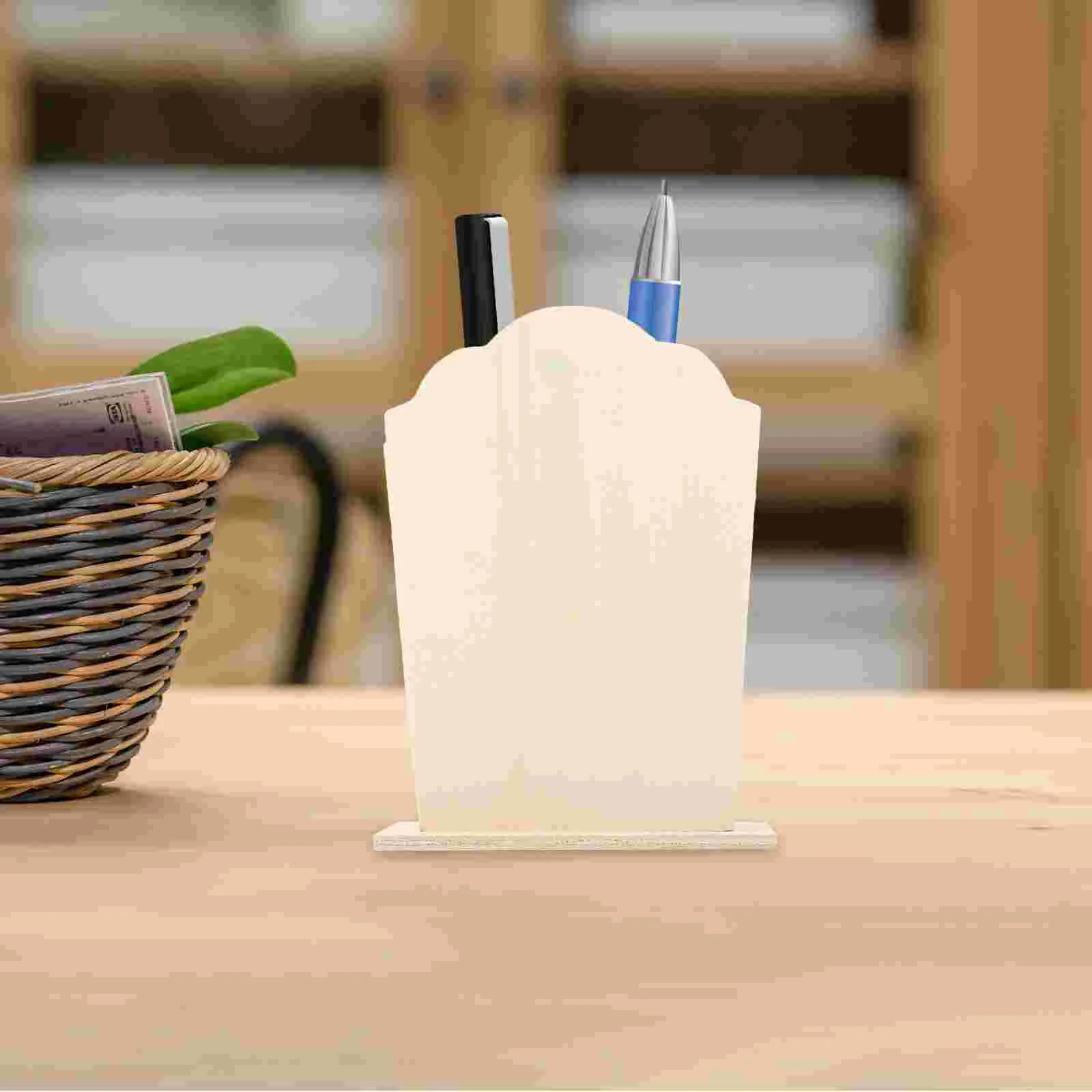 

4 Pcs Pen Holder Wooden Other Educational Toys Bucket Cup Blank Brush Child