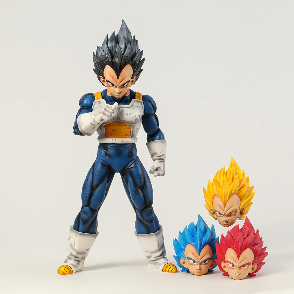 

41cm Dragon Ball Super Saiyan Vegeta with Three Replaceable Heads PVC Collection Model Statue Anime Figure Toy