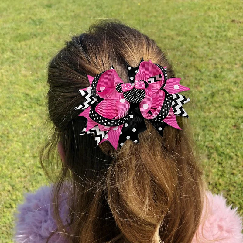 

Аксессуары для волос в горошек для маленьких девочек, мультяшная мышь, бант, украшение, полоски, цветы, ласточкин хвост, заколки для волос дл...