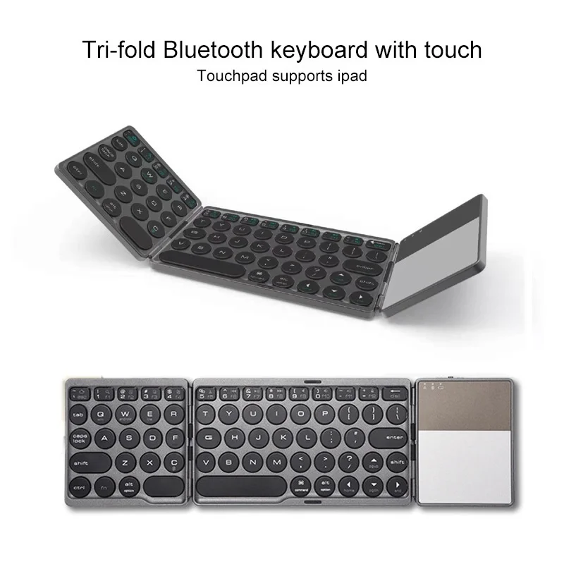 

Gk408 rechargeable 3 fold folding 67 key wireless Bluetooth keyboard with touch pad