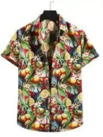 

23 Cross-border Hawaii new shirt Sun beach foreign trade short shirt Foreign trade 3d flower print short-sleeved shirt