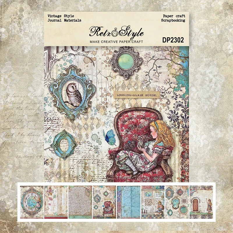 

Panalisacraft 8sheets A5 size Vintage Style Scrapbooking patterned paper Fancy Premium Card Pack Light weight Craft Paper Card