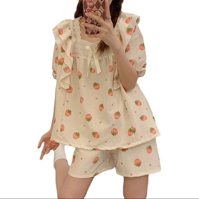 Новый летний женский пижамный комплект в корейском стиле милая принцесса с