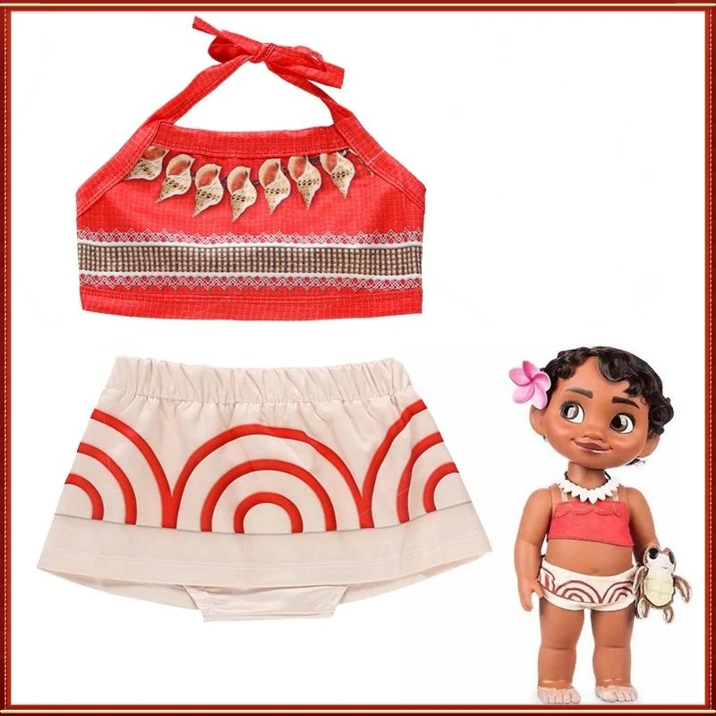 Детские костюмы для косплея Моаны костюм из аниме-фильма с юбкой на подтяжках