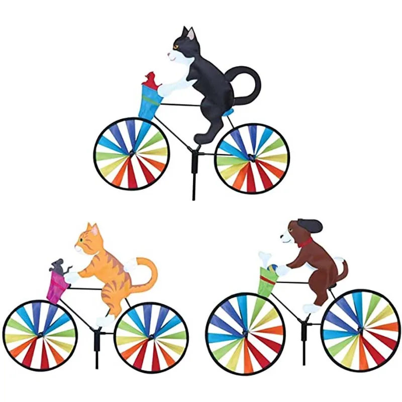 

Wind Spinner Saturday Revolving Garden 3D Cat Dog on Bike DIY Toy Outdoor Balcony Decorations Vane House Spinners Windmill Mill