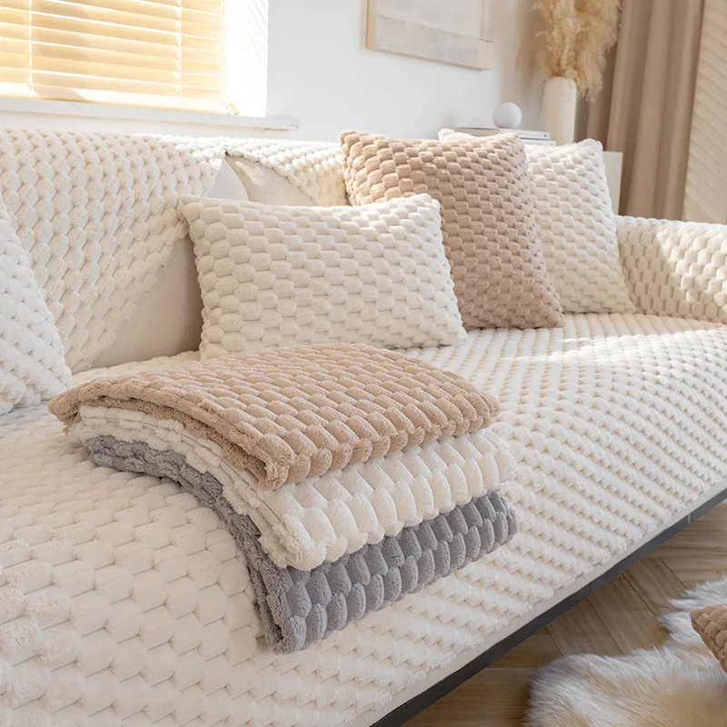 

Современный плюшевый чехол для дивана на зиму, противоскользящая L-образная подушка для дивана на 1, 2, 3, 4 сиденья, кресло, диван, защита мебели, ультрамягкий теплый