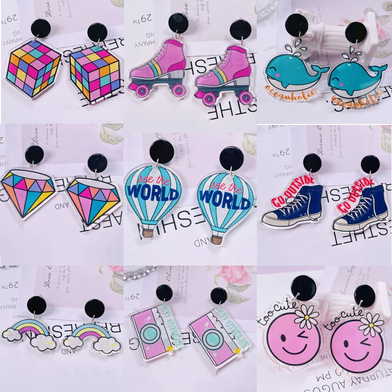 Симпатичные Красочные акриловые серьги с принтом магический куб для женщин