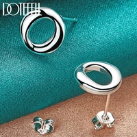 doteffil 925 sterling silver round o stud earring for woman fashion charm wedding engagement party jewelry