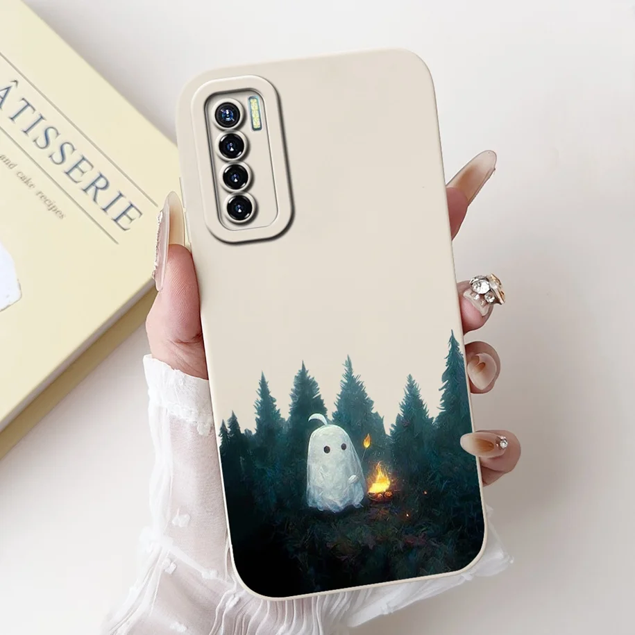 Чехол для Tecno Camon 17 чехол Pro P Liquid Silicone Cute Panda телефона CG8 CG8h Camon17