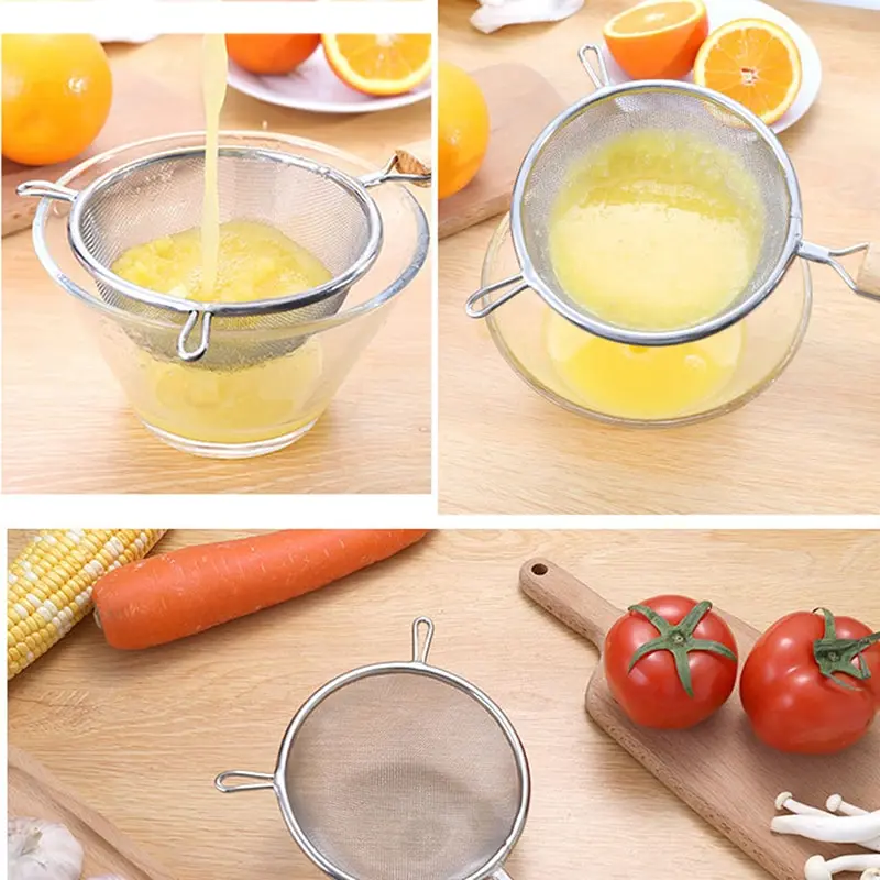 Large Colander Stainless Steel Wire Fine Mesh Oil Strainer Mesh Flour Sieve Colander DIY Wooden Handle Colander Sifter Tool images - 6