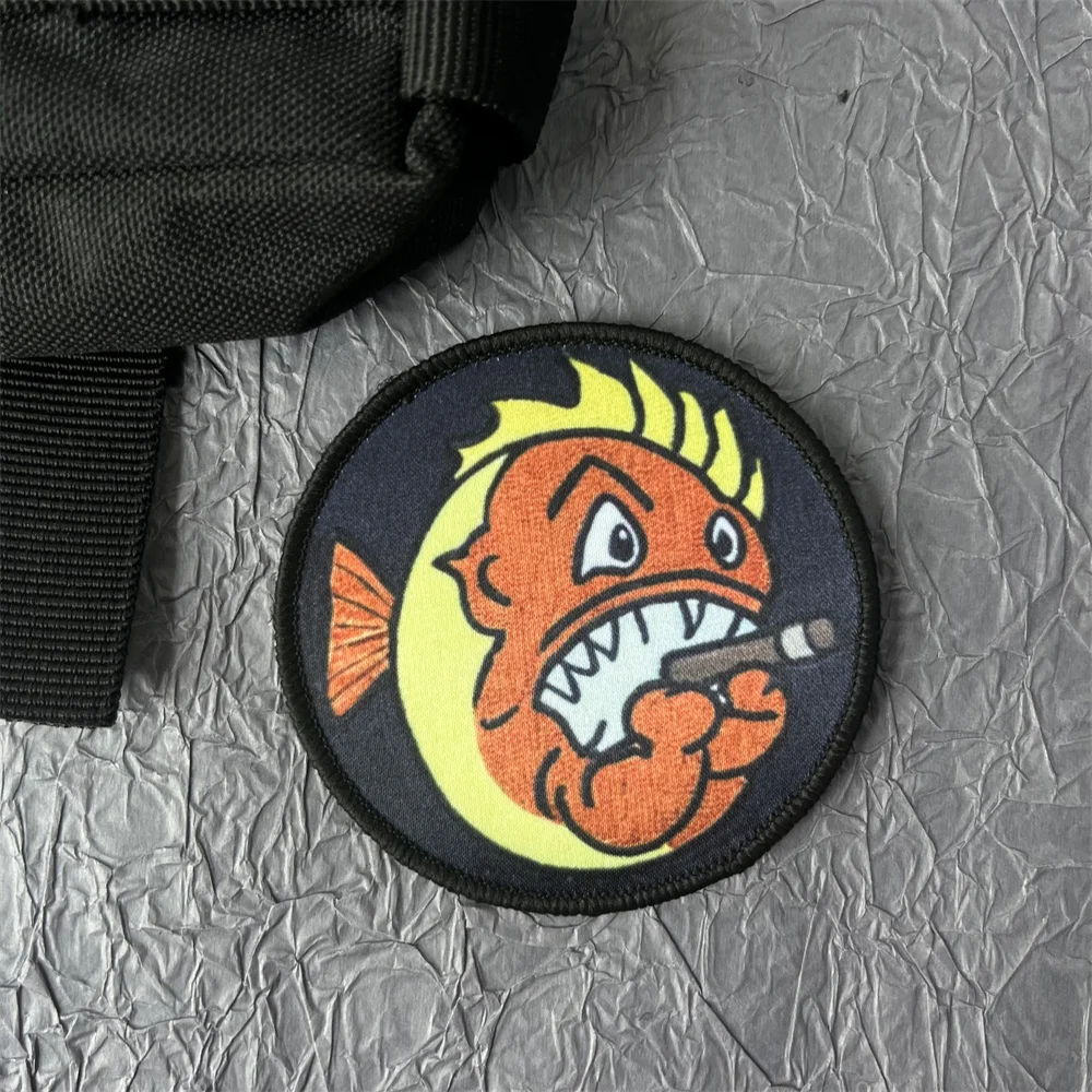 Файтинговые нашивки с рисунком хелловой рыбы для одежды искусственный рюкзак