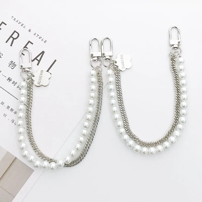 

Vintage Pearl Bag Strap For Handbag Double Layer Chain Pearl Phone Lanyard Exquisite DIY Purse Replacement Handles Bag Accessory