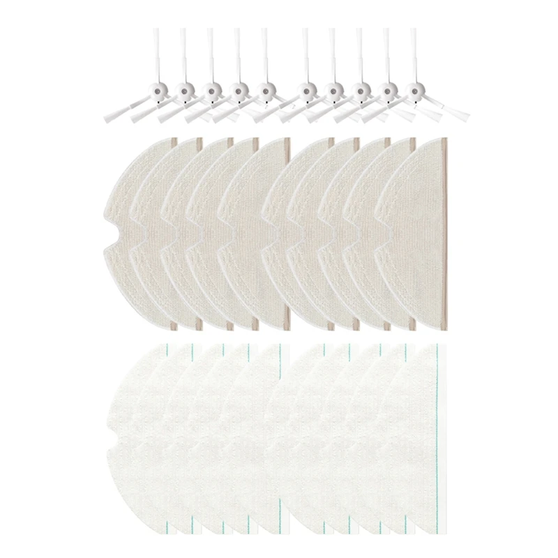 

30PCS Washable Mop Cloth Side Brush For Roborock T8/Q7 Max / Max+ Robot Vacuum Cleaner Replacement Spare Kit