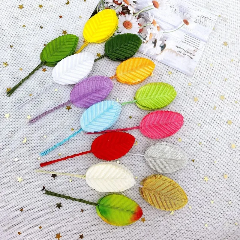 Искусственные Шелковые зеленые листья искусственная Роза поделки из проволоки