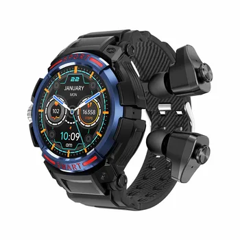 GT100 Smart Watch 2 in 1 Men TWS Earbuds AMOLED Bluetooth Headset Earphone Tracker Music Sports Fitness Smartwatch 1