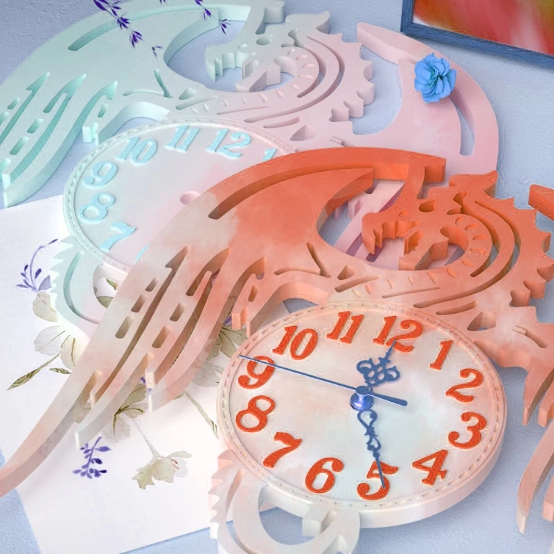 Часы с изображением дракона DIY арабский цифровой циферблат орнамент силиконовая