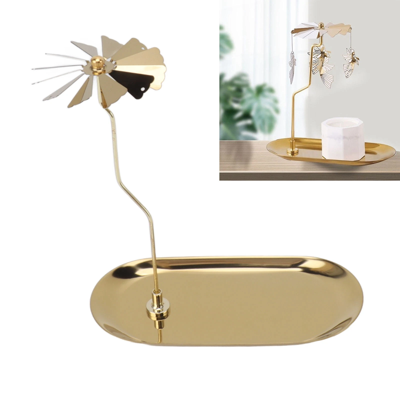 Вращающийся подсвечник из нержавеющей стали фотоподсвечник для рождества