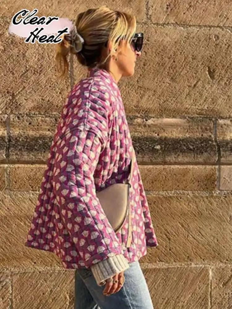 

Женское хлопковое пальто с цветочным принтом, Повседневная Свободная винтажная куртка с длинным рукавом и карманами, осень 2023