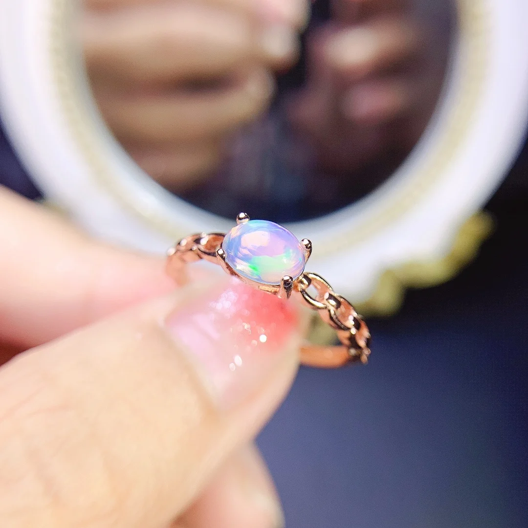 

Minimalist Gold Silver Color Wedding Ring Female Charm Engagement Thin Ring White Opal Small Round Stone Rings For Women Jewelry