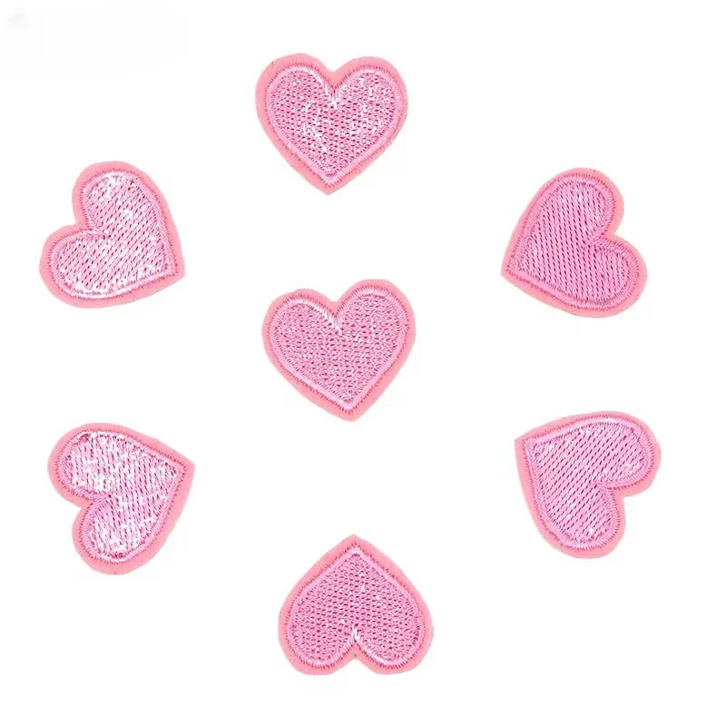 

100pcs/lot Small Pink Love Heart Embroidery Patch Shirt Clothing Decoration Accessory Hat Scarf Sock Gloves Applique Craft Diy