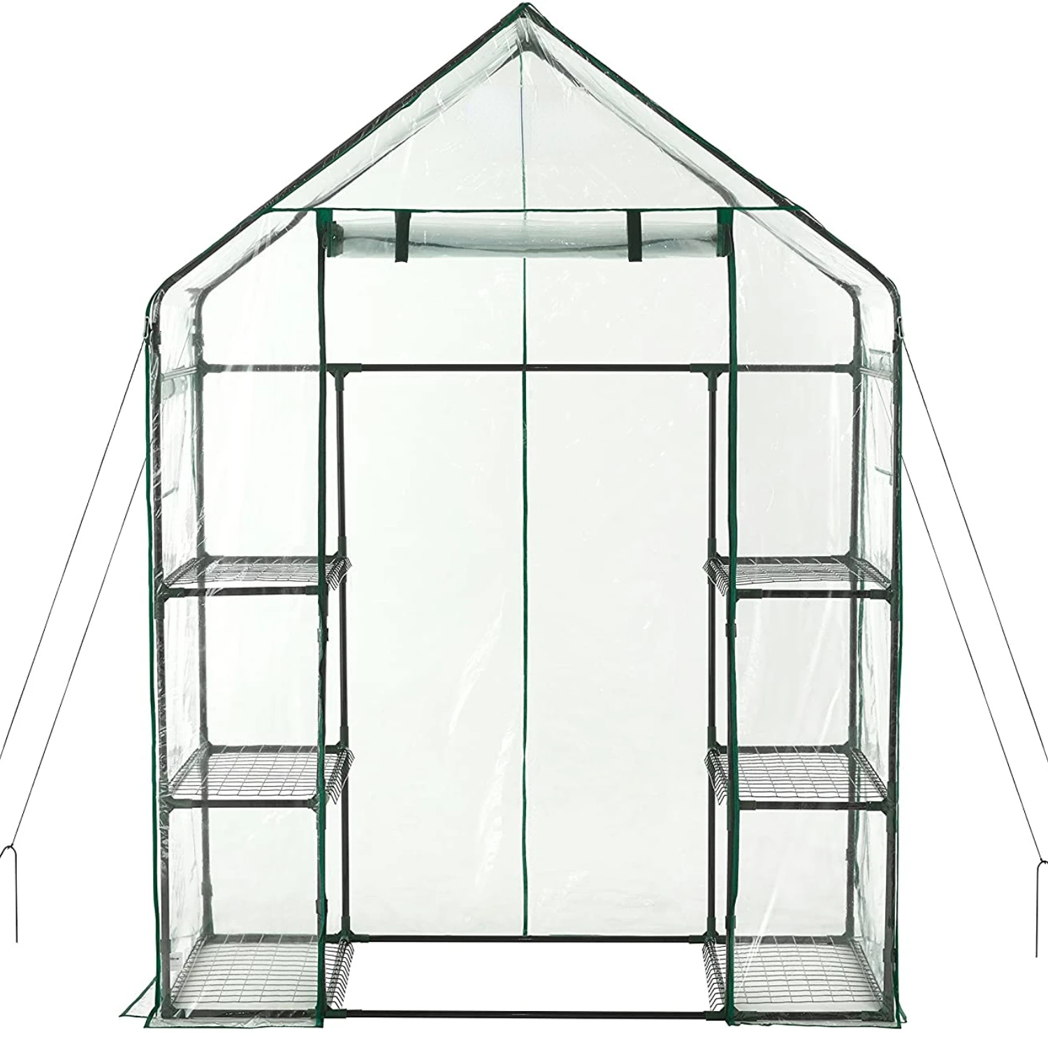 

3 Tier Walk-In Greenhouse With Stand Indoor Outdoor Flower Plant Garden Horticultural Plant PE Cover Shelves (US spot)