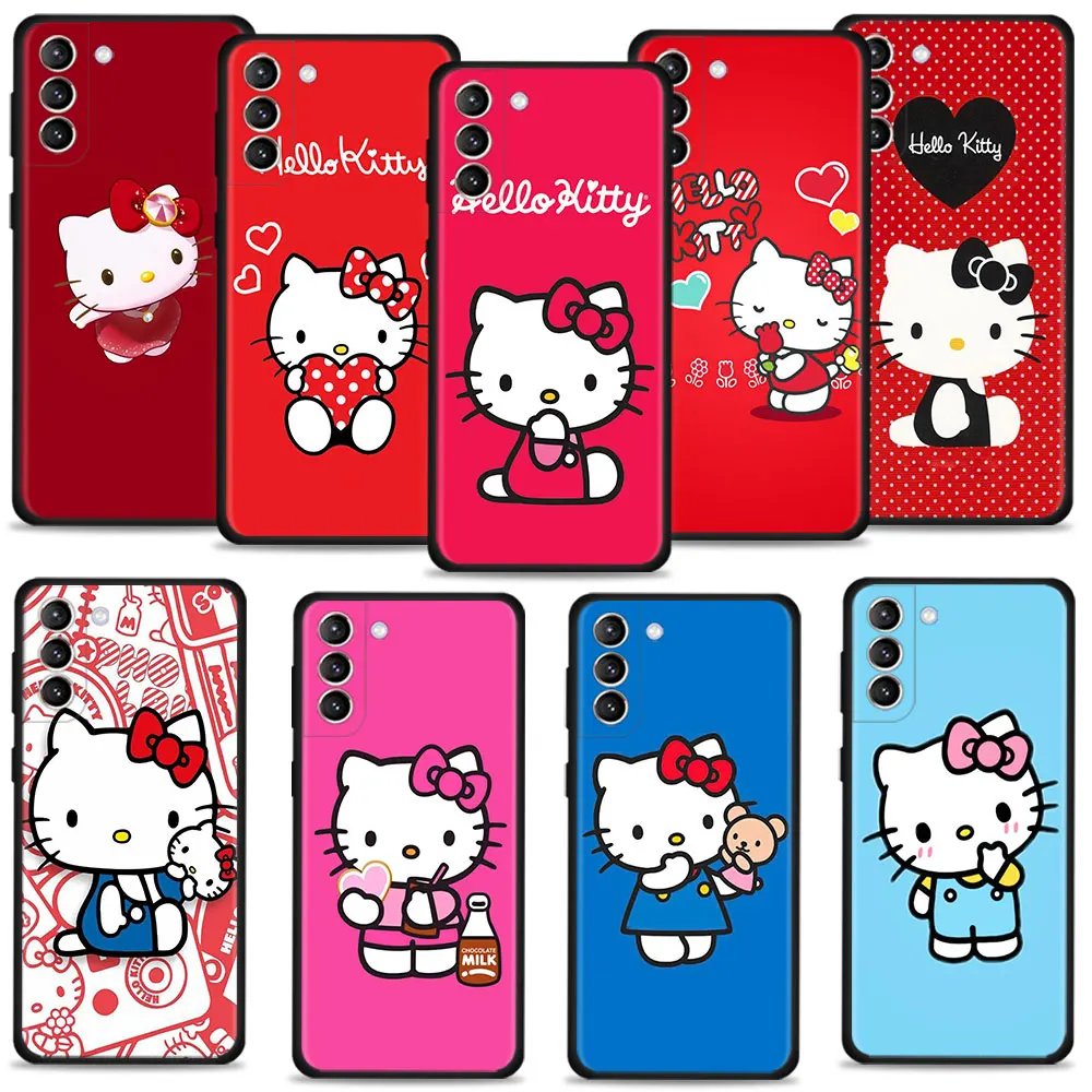 

Pink Hello Kitty Phone Case For Samsung Galaxy S22 S21 S20 10 Plus S10 S8 S9 S10e Ultra FE Soft Silicone Cover