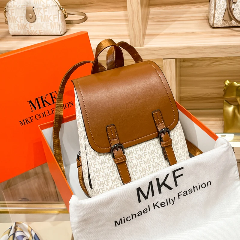 

MKF High Capacity Leather Backpack Bags For Women Luxury Designer Shoulder Bags Female Travel School Bags Sac A Main Femme Bolsa