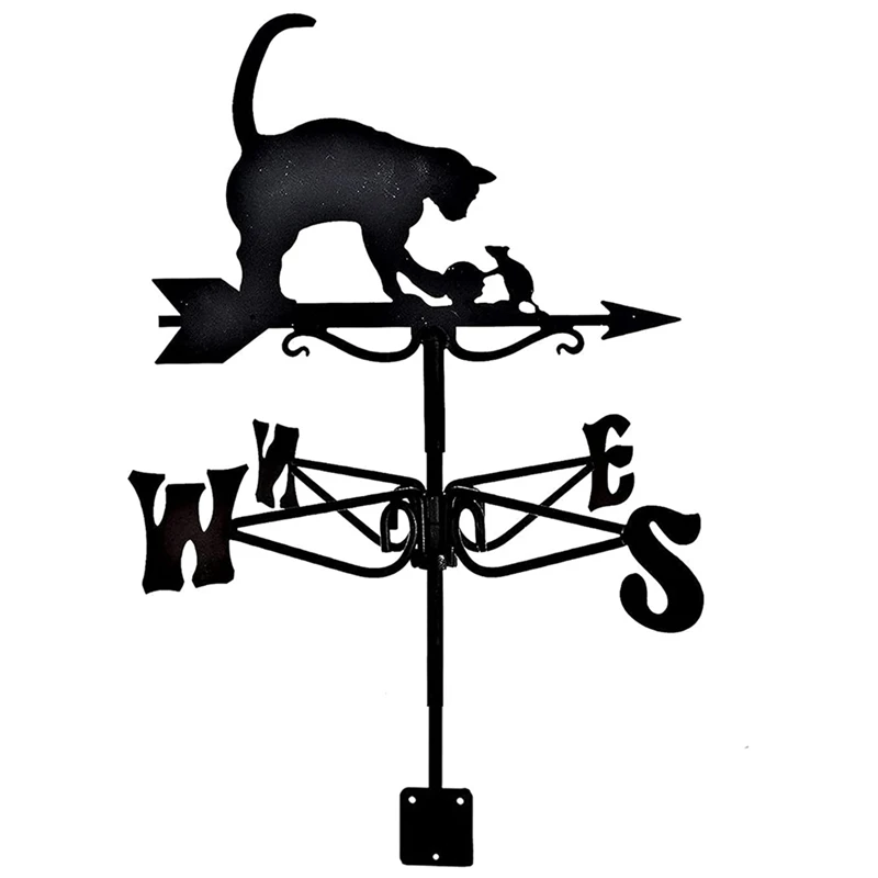 

Metal Cat Decoration Weathercock Farm Scene Wind Direction Indicator Wind Measurement Tool Garden Yard Decoration