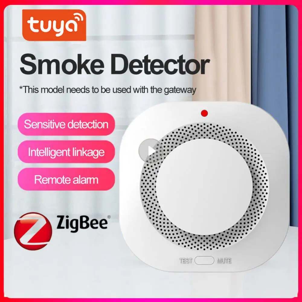 

9v Smart Fire Alarm Safety Prevention Work With Tuya Zigbee Hub Smart Home Accessories Wireless Smoke Sensor App Control Zigbee