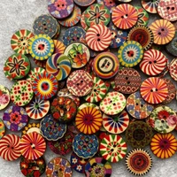 50pcs 152025mm retro button wood printing buttons clothes diy decorative painting crafts handmade clothing accessories