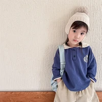 2022 autumn new children long sleeve t shirts baby fashion letter sweatshirt for boys girls embroidered lapel t shirts clothes