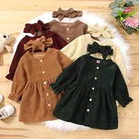 newborn baby girls pure color long sleeved dress childrens clothing baby girl dress princess dress for girls
