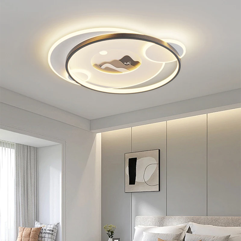 Современная простая Стильная черная искусственная потолочная лампа освещение