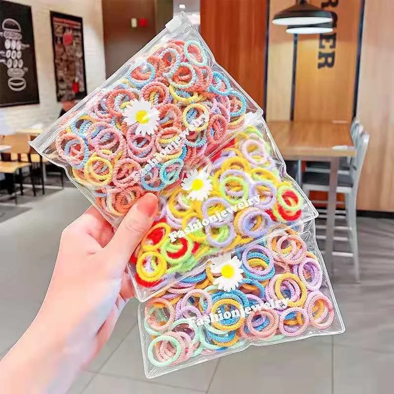 

100 Pcs/set New Children Colors Soft Elastic Hair Bands Baby Girls Scrunchies Rubber Bands Lovely Kids Cute Hair Accessories