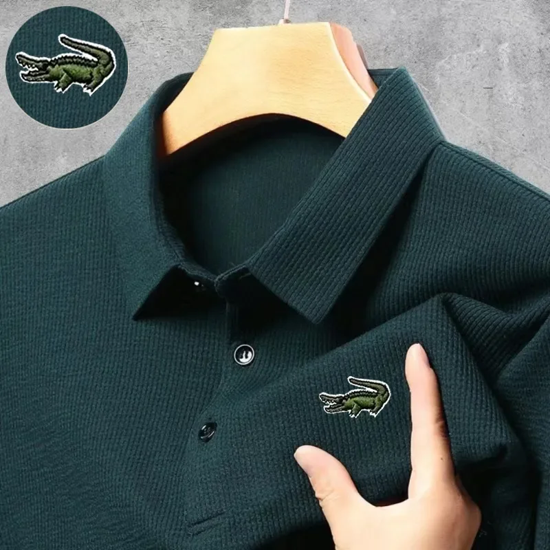 

High quality Men's Long Sleeve T-shirt Spring And Autumn Cotton Embroidered Polo Shirt Lapel Men's Clothing Base Shirt Loose
