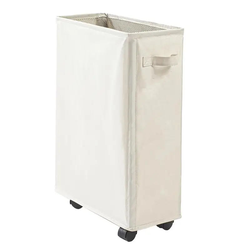 

Rolling Laundry Basket Large Folding Washing Slim Hamper 42L Dirty Clothes Storage Bin Freestanding Tall Foldable Washing Bin