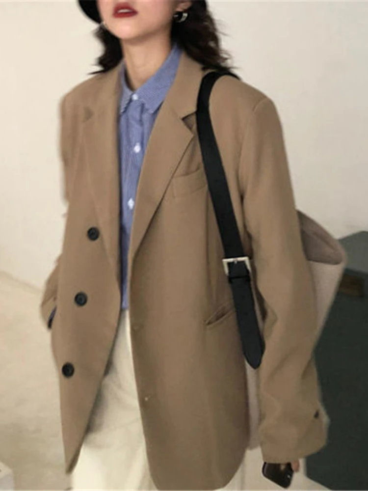 

Spring and Autumn Khaki Casual 2022 Suit Coat Women's Suit Back Split Top Slim Academic Style Leisure Fashion Blazer Women
