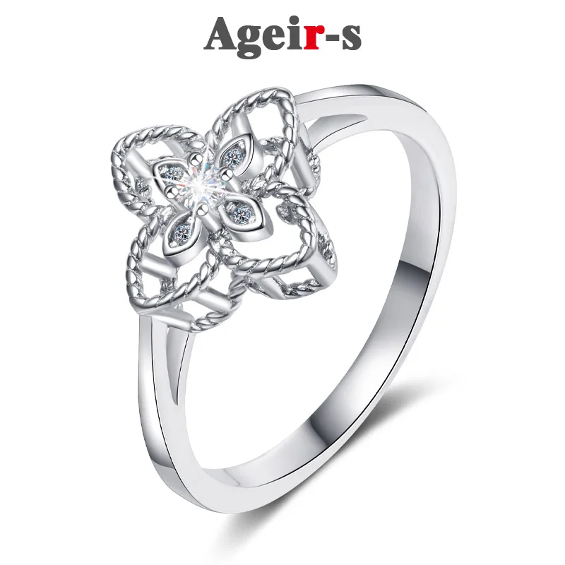 

AGEIR-S 4 Cent Real Moissanite Ring New Fashion Crystal Girl Wedding Bridal Party Jewelry Engagement Ring Mуассанит Kольцо Z171