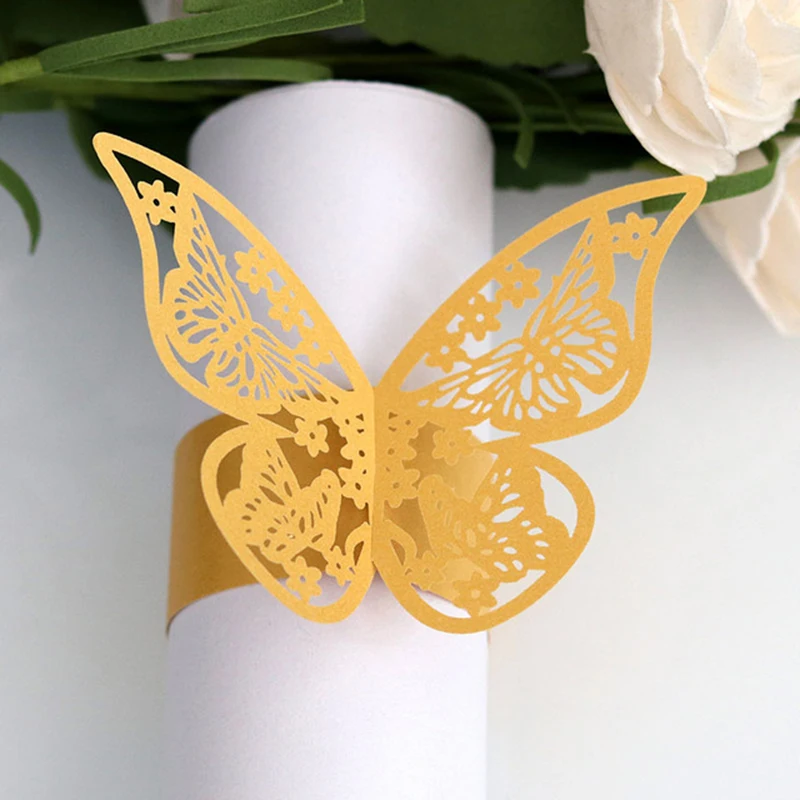 

50 шт. кольца-салфетки в форме бабочки, свадебные, рождественские, женское украшение