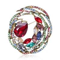 blucome shiny colorful rhinestone flower brooch womens brooch for coat suit bag hijab pins wedding party jewelry new year gift