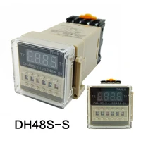 electronic dh48s s 0 1s 99h display time relay 110v 24v 12volt delay repeat cycle timing relay with base digital time timer 220v
