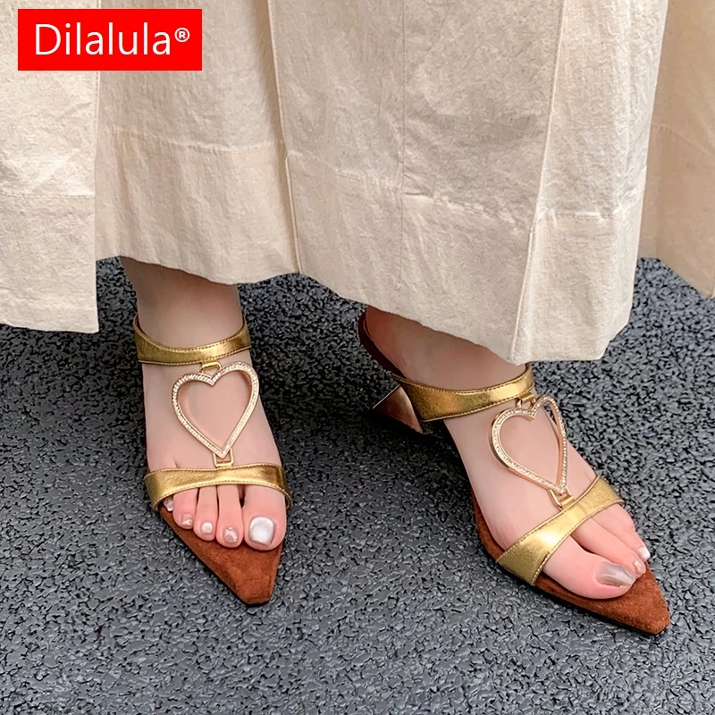 Dilalula 2025 шлепанцы из натуральной кожи на странном каблуке женские туфли-лодочки с