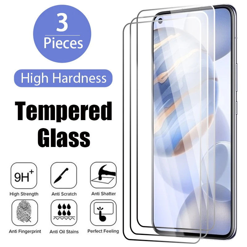 3PCS Tempered Glass for Honor 50 30 20 10 9 8 Lite 9A 9C 8C 8A Pro Screen Protector for Honor 30i 20i 10i 8X 9X Premium Glass