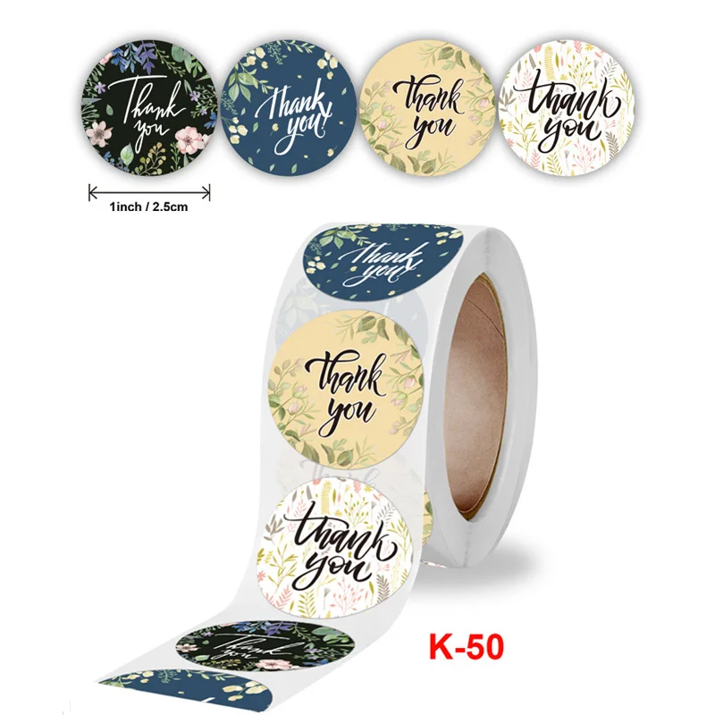 

500 шт. 1 дюйм/25 мм винтажные наклейки с надписью Thank You корейский цветок ручной работы круглая оболочка для карт запечатывание этикеток Наклей...