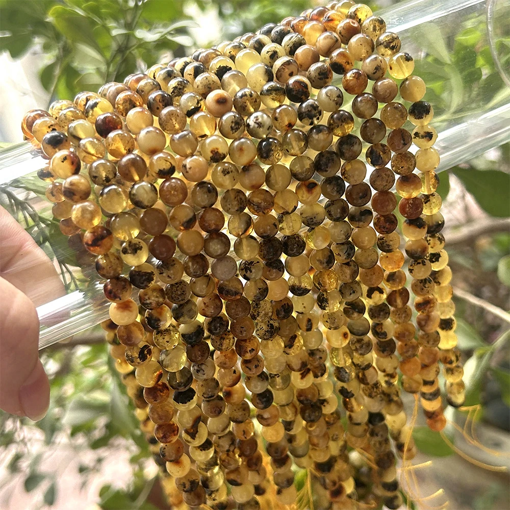 100% настоящие круглые бусины из натурального балтийского янтаря 6 мм-7 мм модные